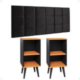 Kit 2 Mesinhas Pequena Charme Preto/cinamomo Jogo Quarto Casal Cabeceira Bia Cama Box King Size 1,95 Suede - Lojas Rpm