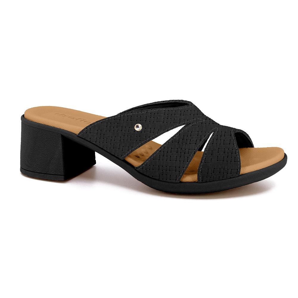 Tamanco Usaflex Em Salto Bloco Couro Ref Uc22002 Preto 039