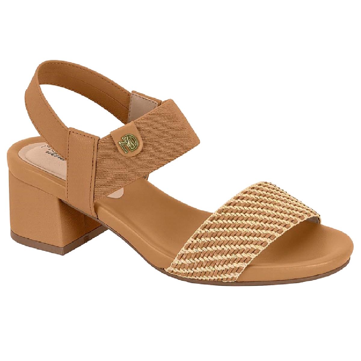 Sandalia Modare Salto Grosso Baixo Ref 7187.100.28972 Camel/natural Dourado/camel 035