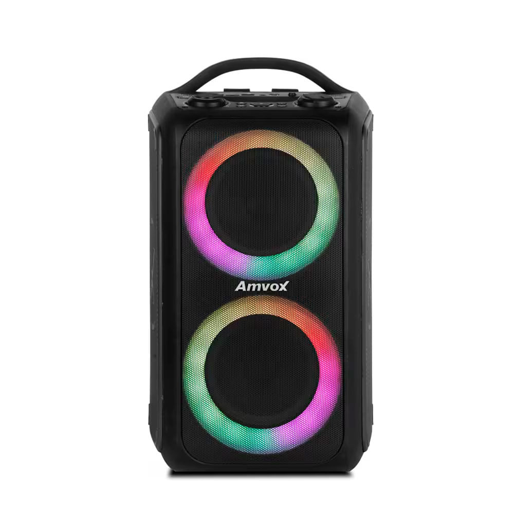 Caixa De Som Amplificada Amvox Bagvox Black Aca600 Com 2 Alto-falantes De 6,5, Alça De Transporte E Display Led - 600 W