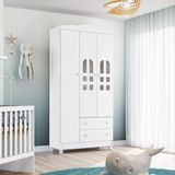 Guarda Roupa De Bebê 3 Portas Eloa 198x40x94 Cm Branco