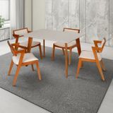 Conjunto Mesa Verona Com 4 Cadeiras De Madeira Maciça E Estofada Ímola Authentic Espresso Móveis Champagnhe/off White
