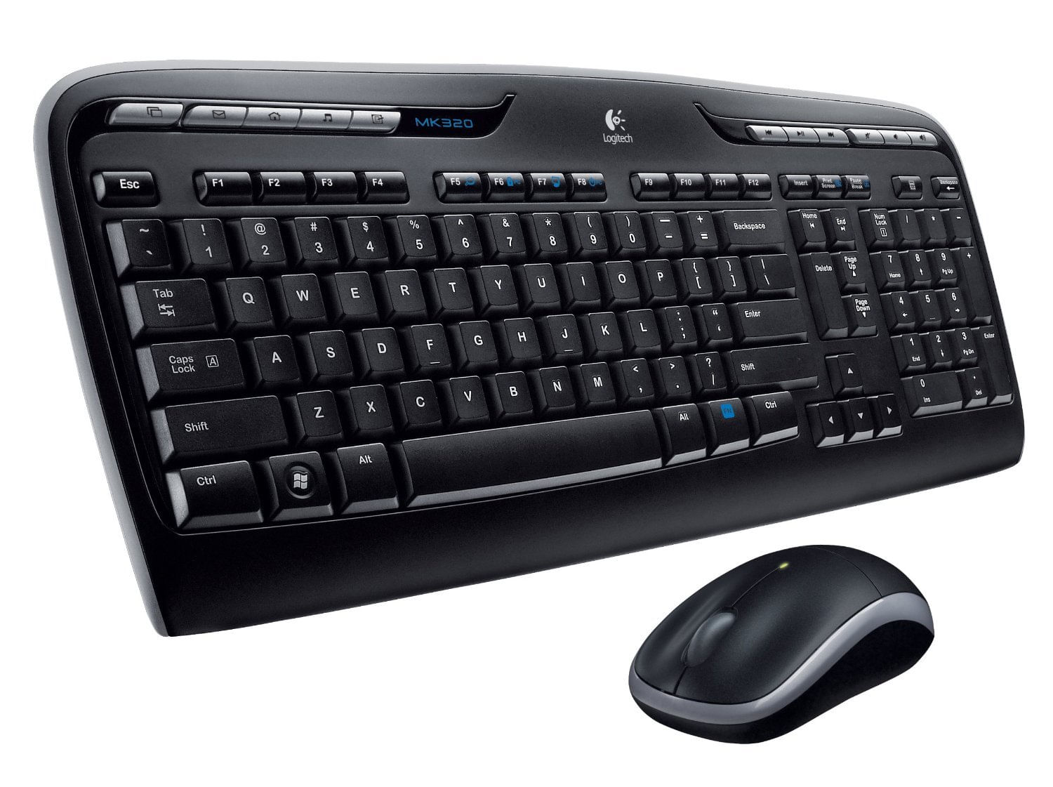 Combo De Teclado E Mouse Logitech Mk320 Wireless Black