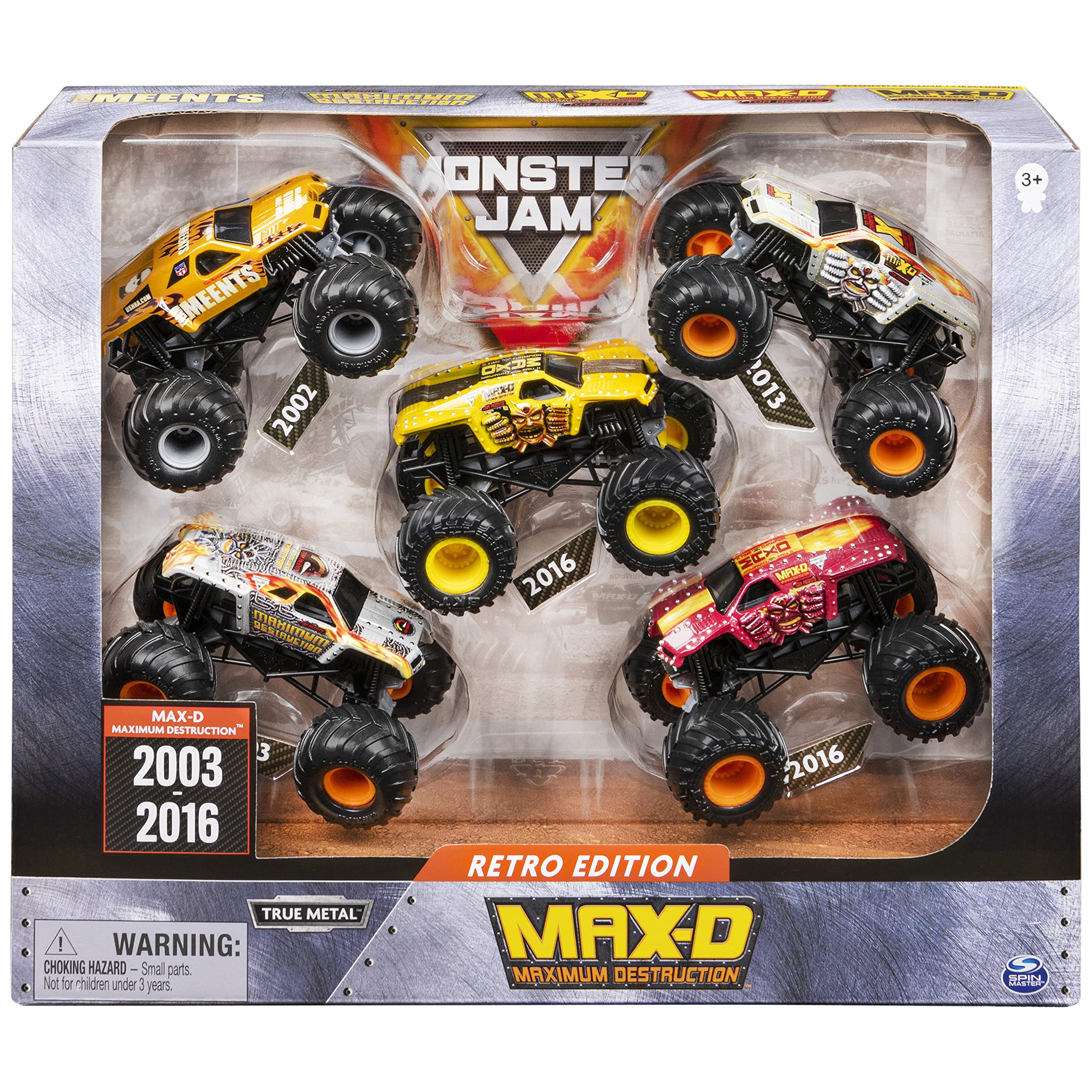 Toy Monster Jam Max-d Retro Edition, Escala 1:64, Pacote Com 5
