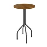 Mesa Redonda Bistrô Tampo Madeira Maciça 70cm Base Alta Martelado Prata / Marrom