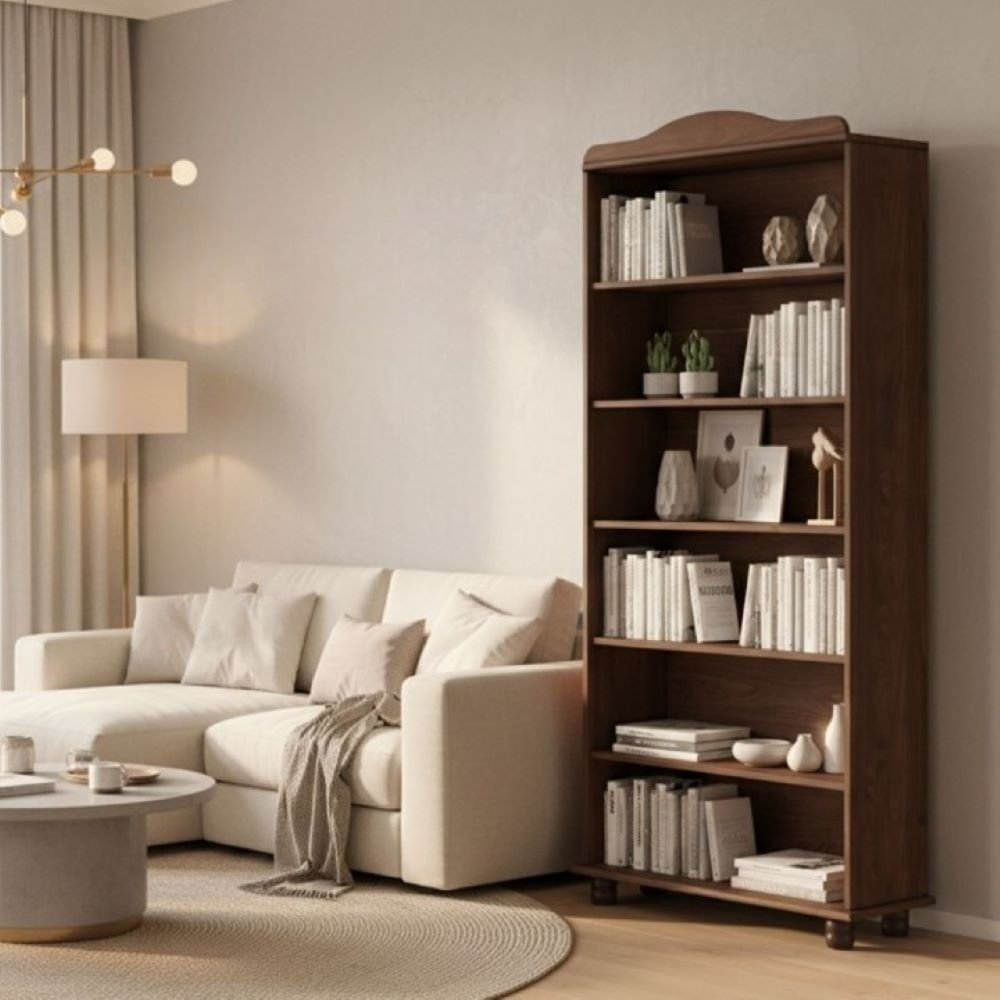 Estante Para Livros Rústica 100% Madeira Maciça 5 Prateleiras Escritório E Sala Linha Rubi Res_atr _cafe