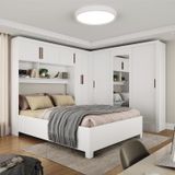 Guarda-roupa Casal Modulado 5 Portas Com Cama Santiago 3 Portas Com Espelho 5 Gavetas Branco