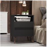 Mesa Para Cabeceira Com 2 Gaveta E 4 Pés Retrô Paris 67x45cm Preto