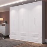 Guarda-roupa Casal 6 Portas 6 Gavetas Aspen Branco Ártico