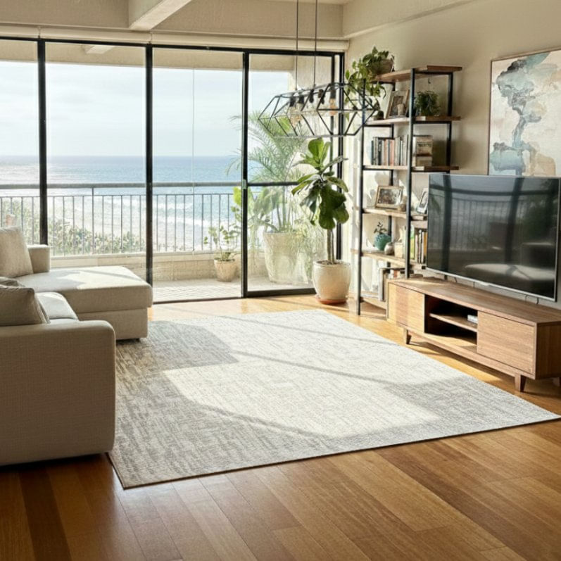 Tapete Para Sala E Quarto 250cm X 200cm Texture São João Cinza/cru