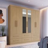 Guarda-roupa Casal 6 Portas 6 Gavetas Aspen Com Espelho Cedro