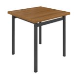 Mesa Quadrada Tampo Ripado 75cm Base Tubo 2" Madeira Maciça/mart. Prata