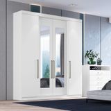 Guarda-roupa Casal 4 Portas 4 Gavetas Berlim Com Espelho Branco