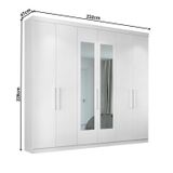 Guarda-roupa Casal 6 Portas Bélgica Com Espelho Branco Ártico