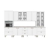 Cozinha Modulada Americana 8 Peças 2 Aéreos + 2 Balcões+ 2 Paneleiros + 2 Complementos Com Pés C5p51 Branco2 Aéreos + 1 Balcão + 1 Complemento