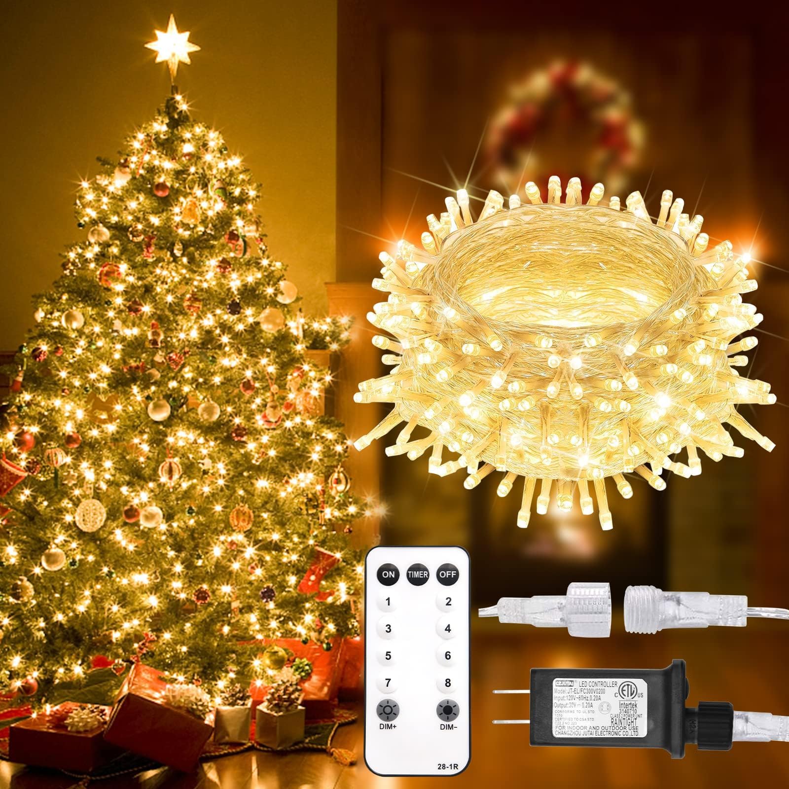 Luzes De Natal Suddus 300 Led Warm White 99 Pés Ao Ar Livre/interno