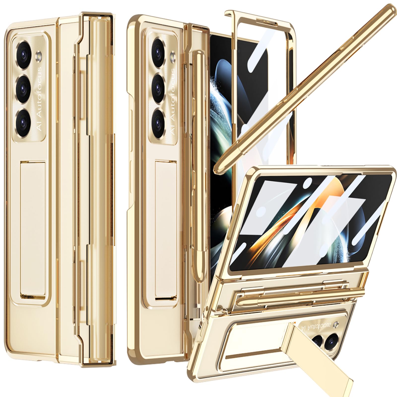 Capa De Telefone Ninki Compatível Para Samsung Z Fold 3 Com S Pen Gold