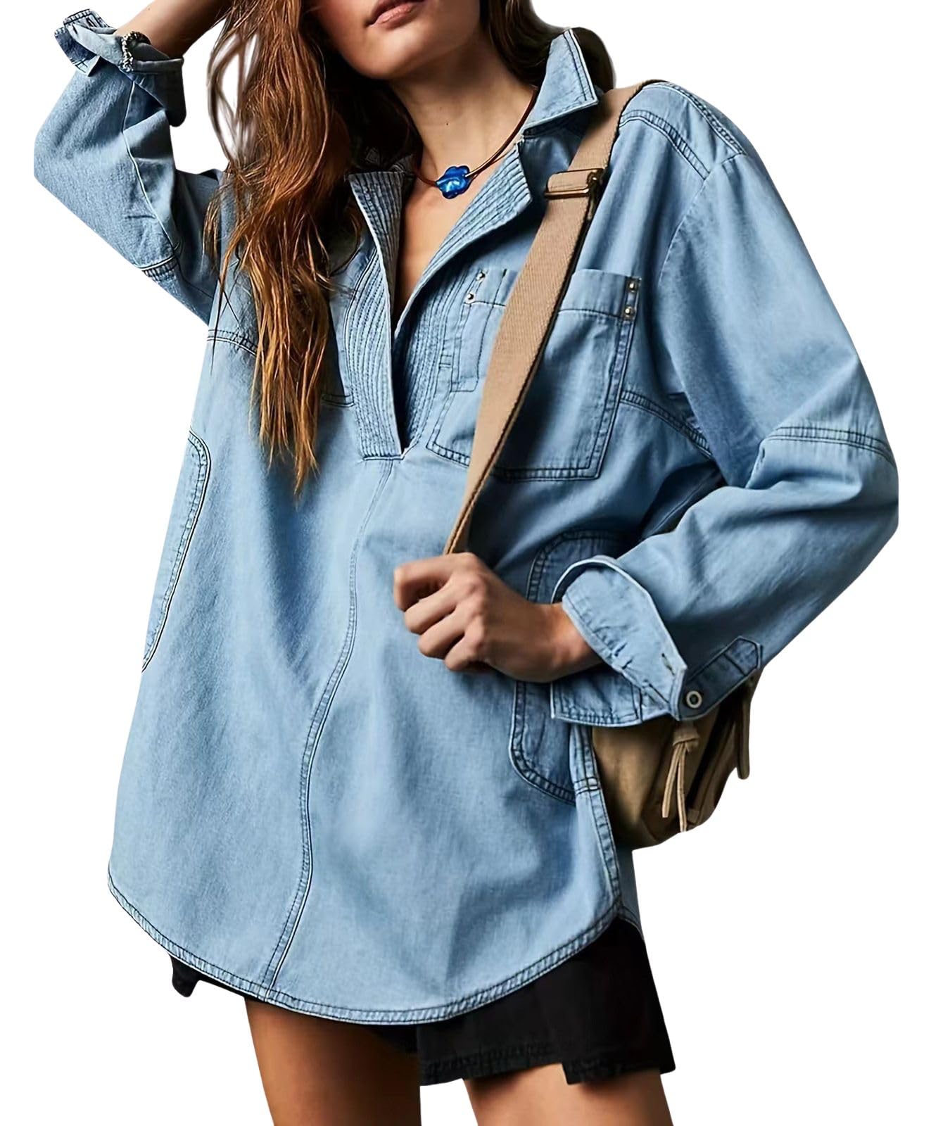 Pulôver Jeans Top Loveimgs Feminino Com Capuz