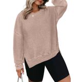 Moletom Feminino Eytino Plus Size Com Gola Redonda Cáqui 3x