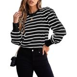 Suéter Feminino Dokotoo, Listrado, Outono, Inverno, Quente, Preto, Grande