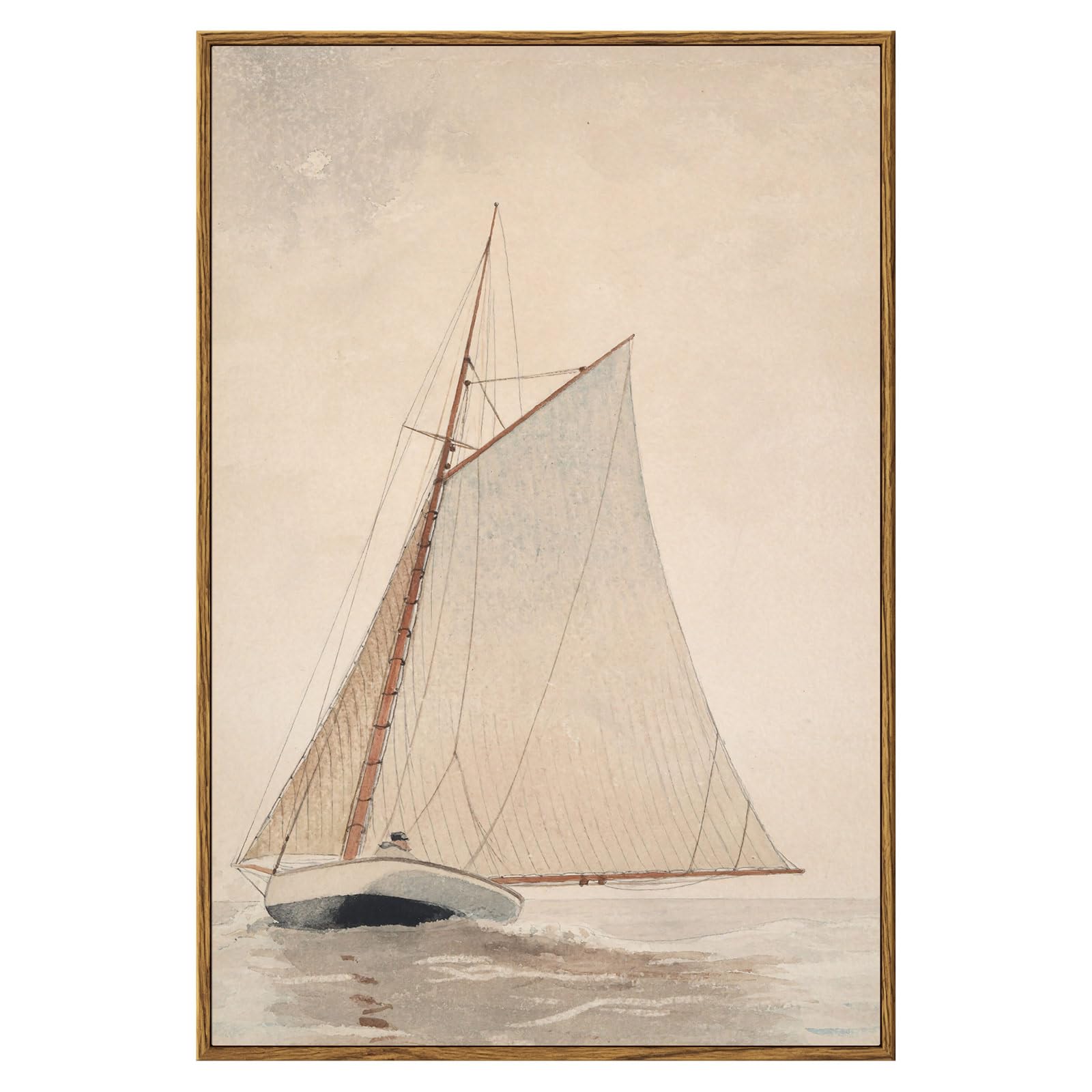 Arte De Parede Emoldurada Em Simsea White Sailboat Seascape 40x60cm