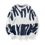 Suéter Masculino Zaful De Grandes Dimensões Com Gola Redonda Y2k, Bloco Colorido Gráfico