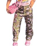 Calças Cargo Genéricas Army Fatigue Femininas Grandes, Soltas, Retas E Largas, Calças De Moletom Largas De Camuflagem, Gg, Rosa