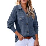 Jaqueta Shacket Astylish Feminina Waffle Knit Azul Claro Xxl