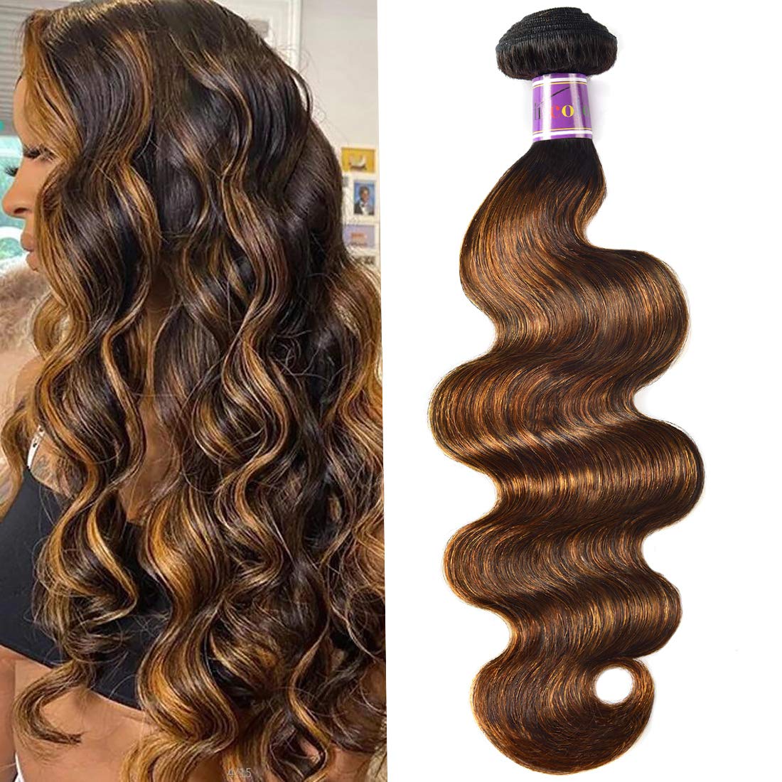 Hair Weave Unice Ombre Brown Highlight Body Wave 20cm 100g