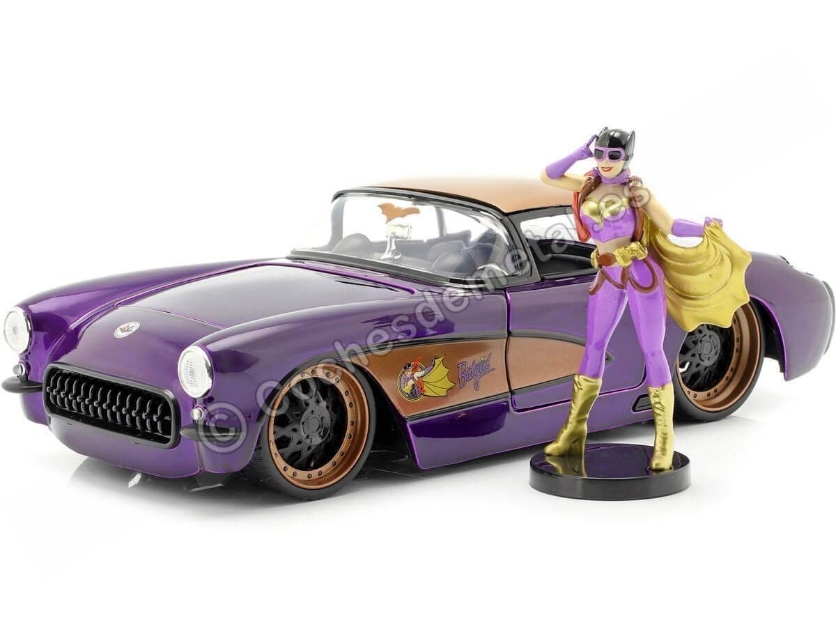 Diecast Car Jada Toys 1957 Chevy Corvette 1:24 Com Boneco De Batgirl