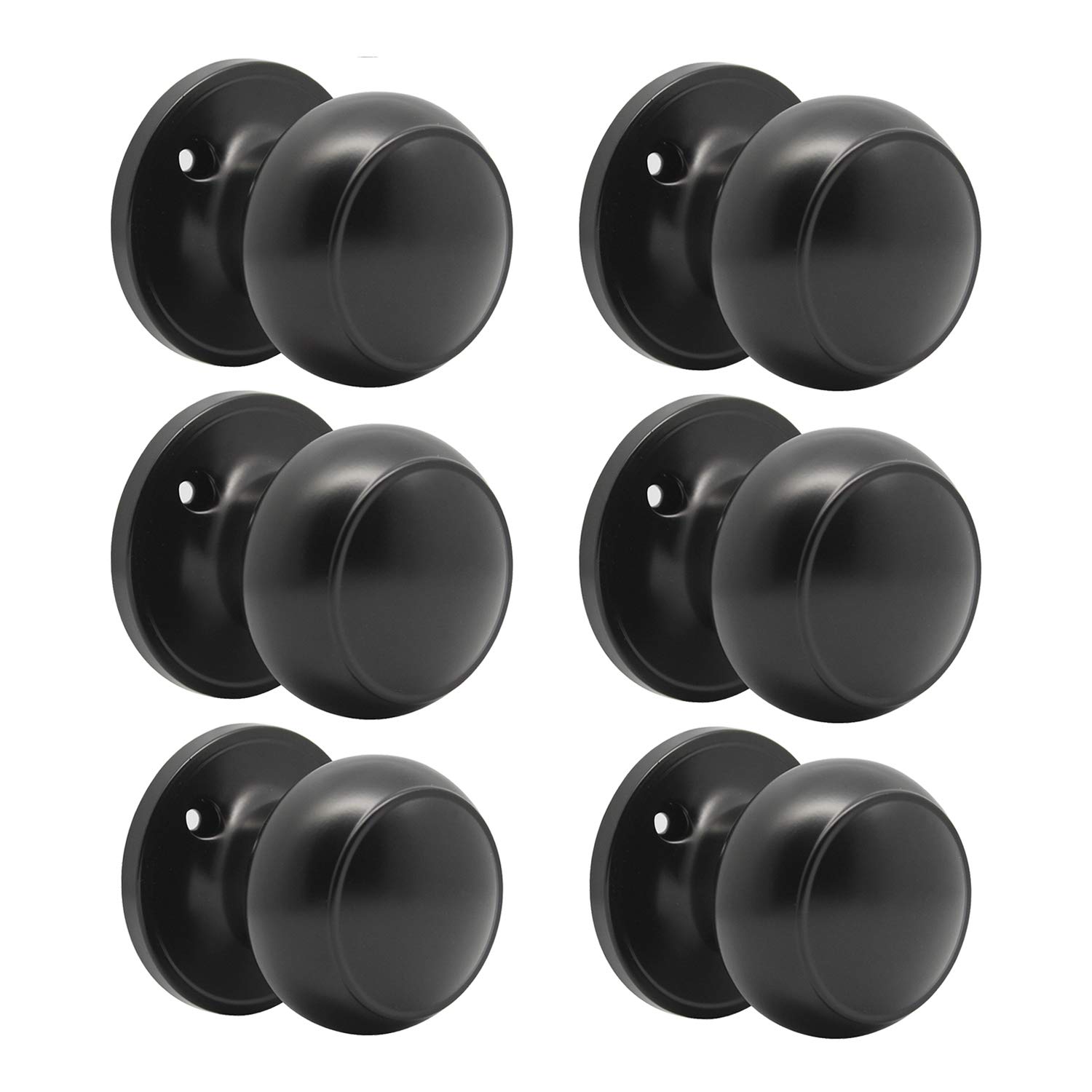Knob Door Knob Probrico Flat Ball Single Dummy Black, Pacote Com 6