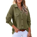 Camiseta Feminina Elegante De Tamanho Grande Em Malha De Waffle Verde Selva Gg
