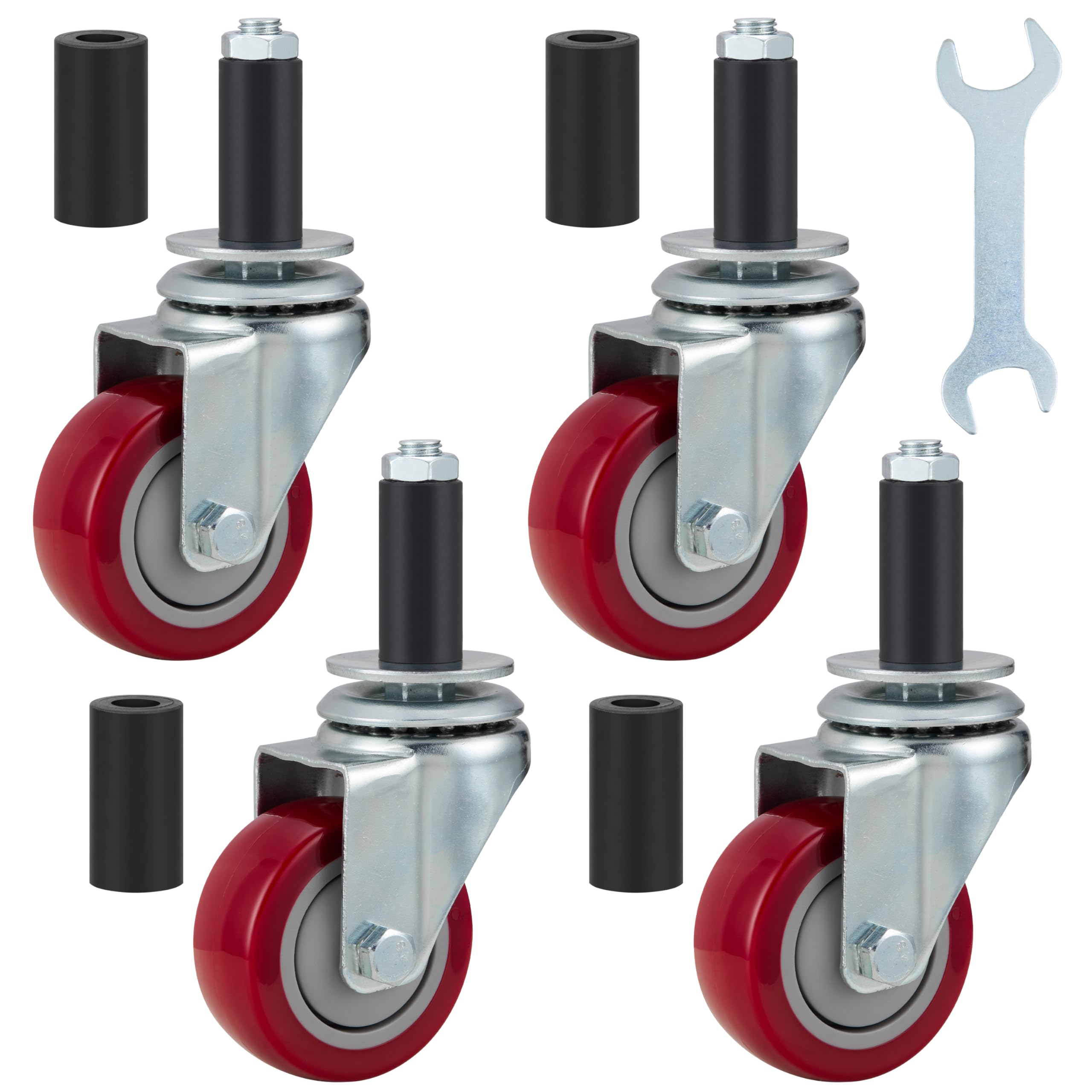 Caster Wheels Finnhomy De 3 Polegadas Para Mesa De Preparação, Conjunto De 4 Vermelhos