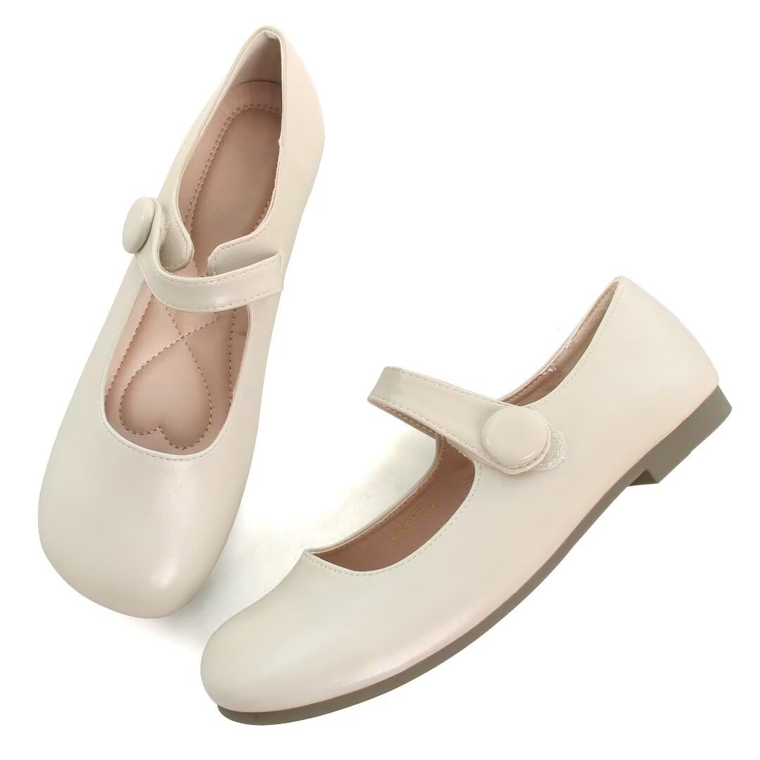 Ballet Flats Tn Tangnest Retro Mary Jane Apricot Para Mulheres