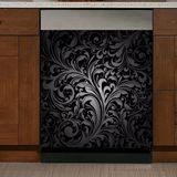 Tampa De Máquina De Lavar Louça Decorativa Black Wave Floral 23x26
