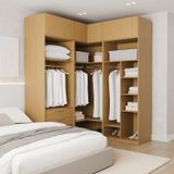 Guarda Roupas Modulado De Canto 6 Peças 6 Portas Jade Cabecasa Madeiramadeira Avelã