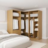 Guarda-roupa Modulado 3 Peças Sem Portas Jade Cabecasa Madeiramadeira Avelã