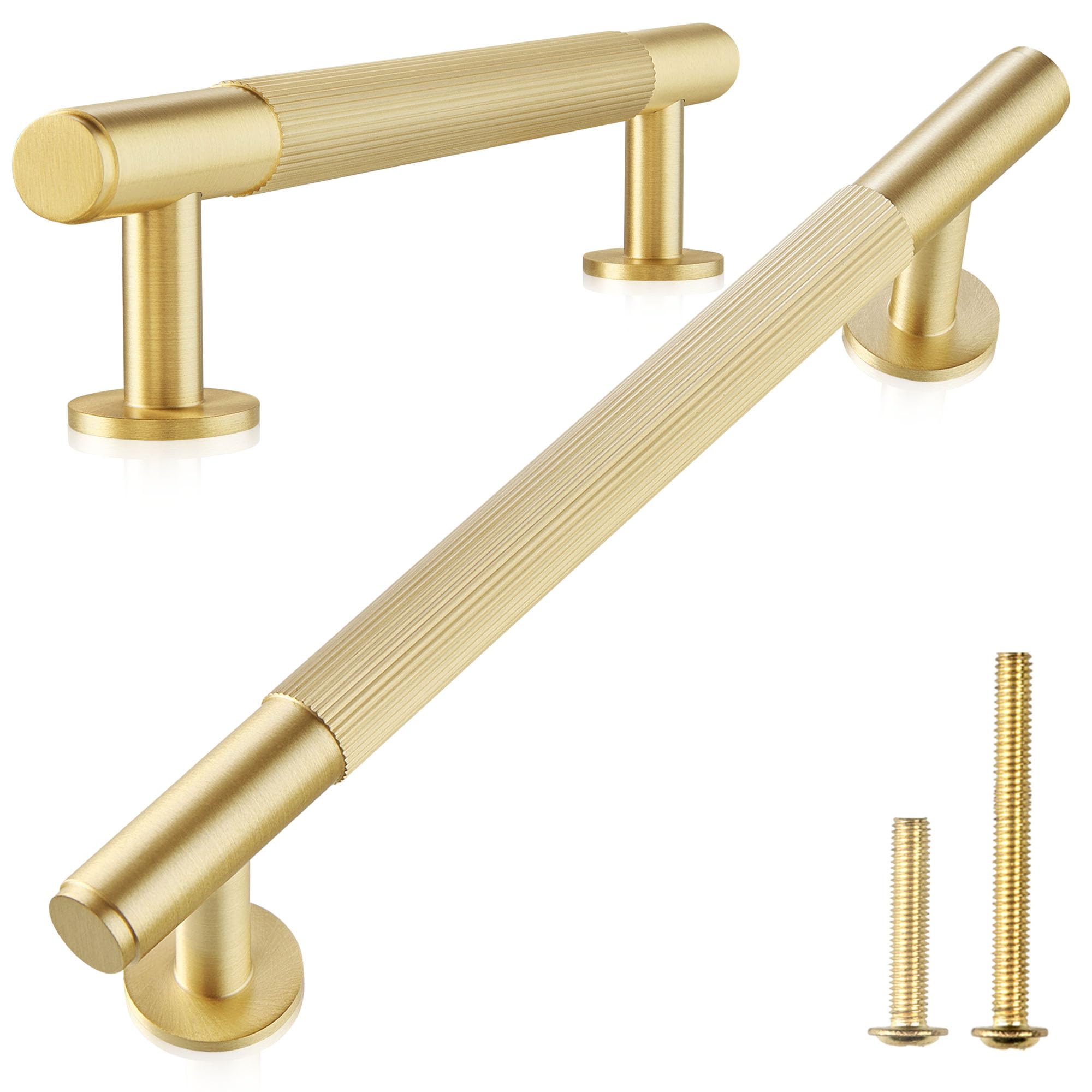 Cabinet Pulls Qogrisun Grooved Gold Bar Alças De 76 Mm, Pacote Com 5