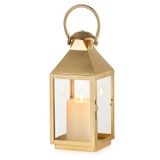 Lanterna Nuptio Gold De 28,7 Cm De Altura Em Metal Com Vidro Para Casamento