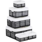 Cesta De Armazenamento Vagusicc Wicker, Pacote Com 6 Unidades Com Alça Preta