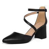 Pumps Mysoft Women, Salto Baixo E Grosso, Bico Fino
