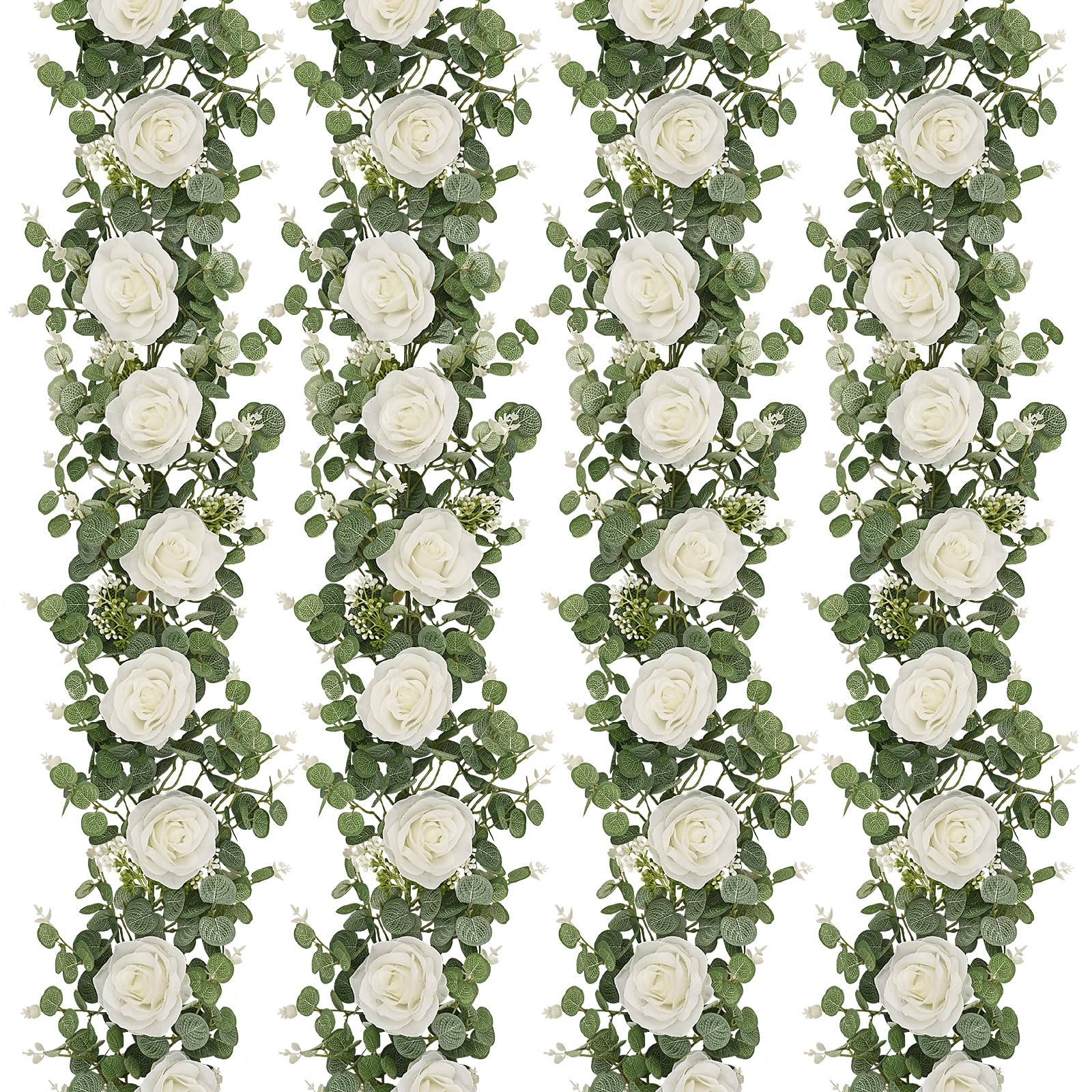 Guirlandas De Eucalipto Artificiais Dolicer 4 Unidades Com Flores De 2 M