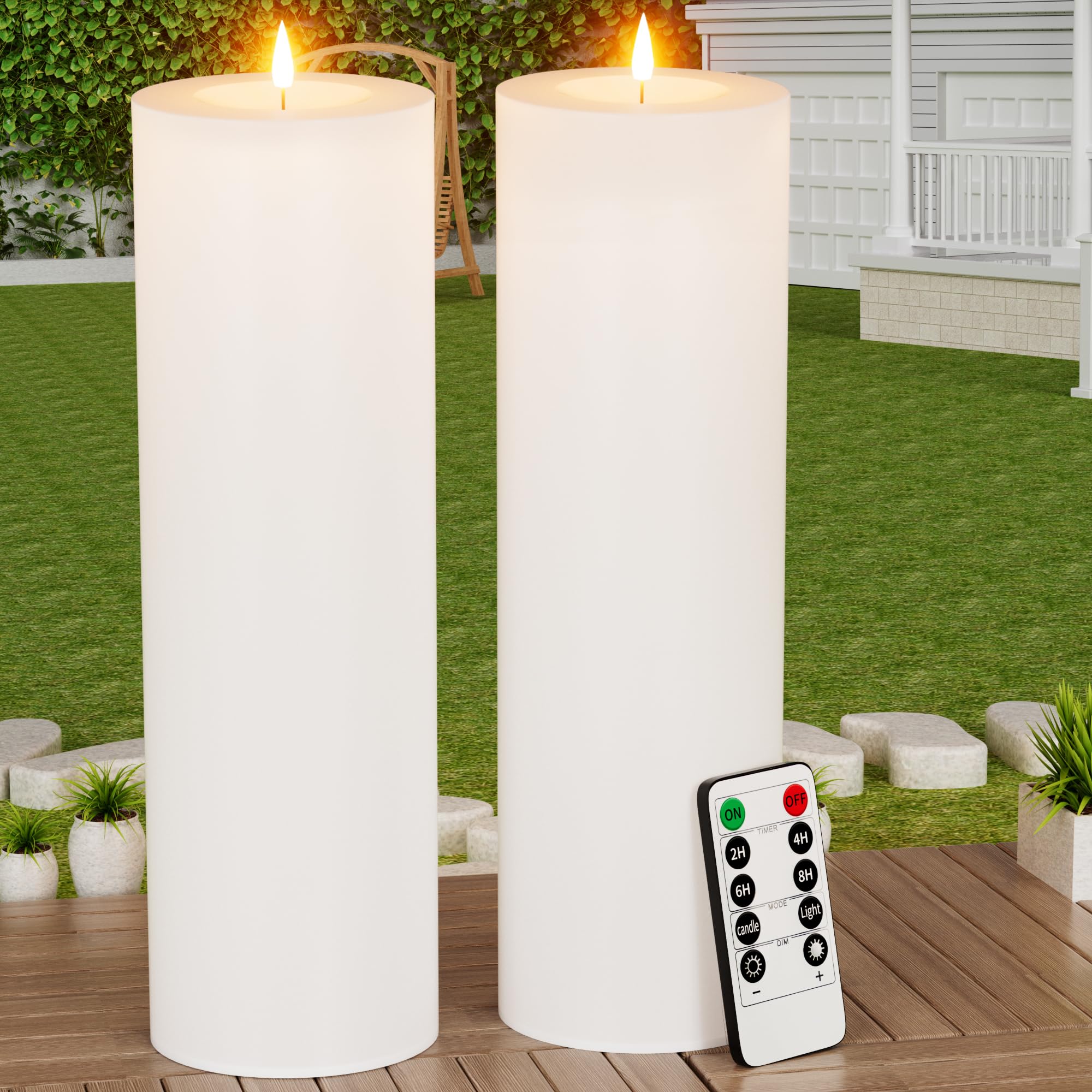 Velas Externas Buthy 14 X 10 Cm Com Temporizador Led À Prova D'água, Pacote Com 2