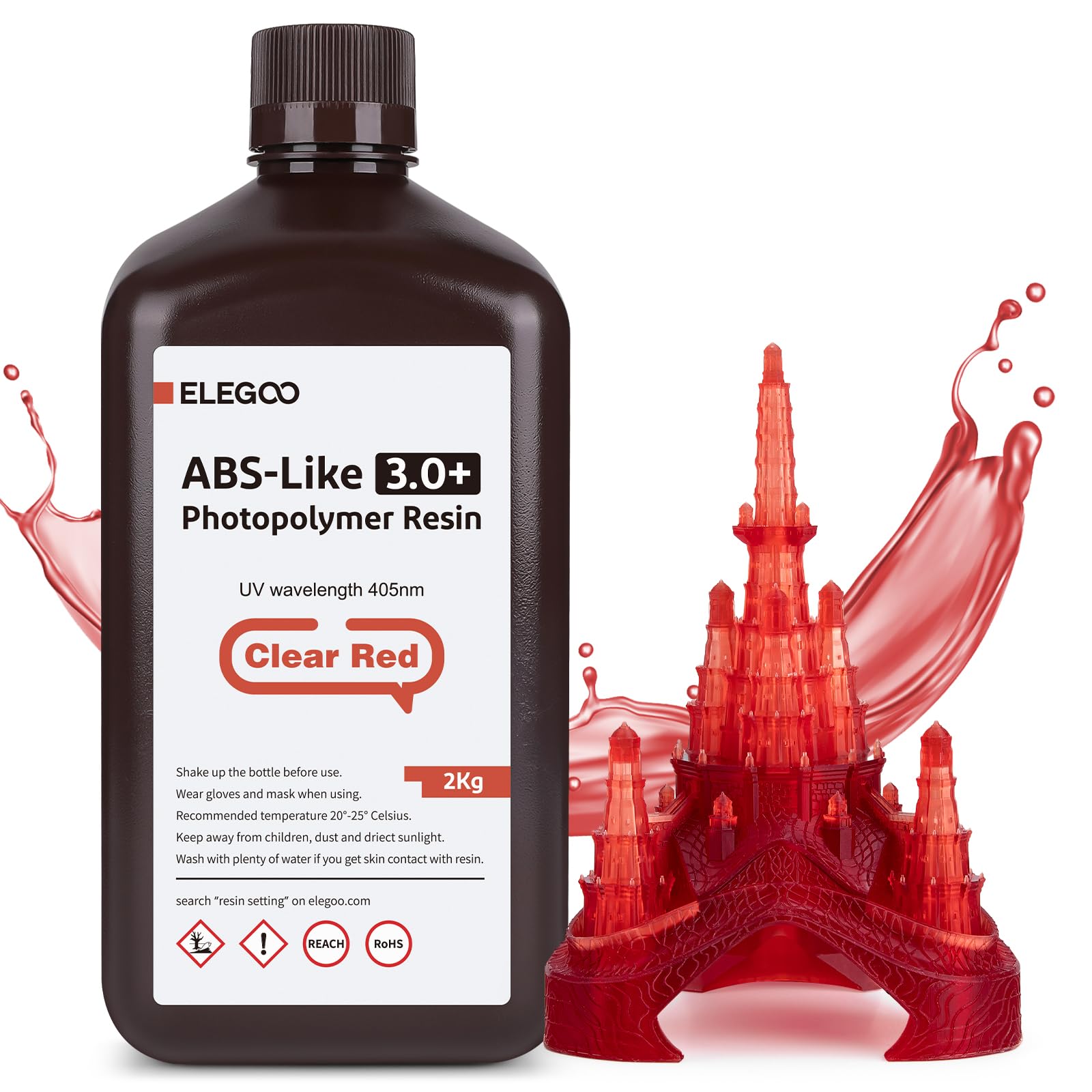 Resina De Impressora 3d Elegoo Abs-like 3.0 Plus 2000g Vermelha Transparente