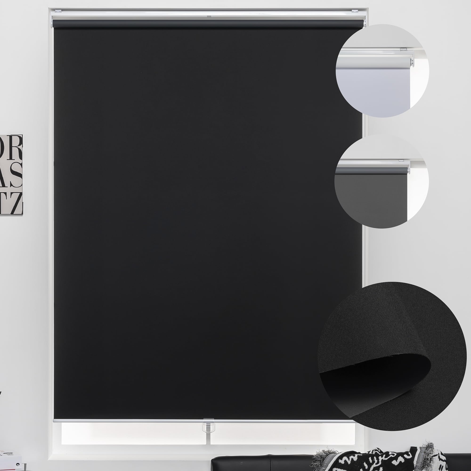 Roller Shades Kalysie 100% Blackout Para Windows 60x190cm, Cinza