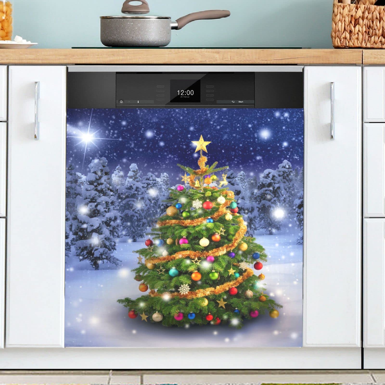 Tampa Magnética Para Lava-louças Exnundod Winter Shiny Christmas