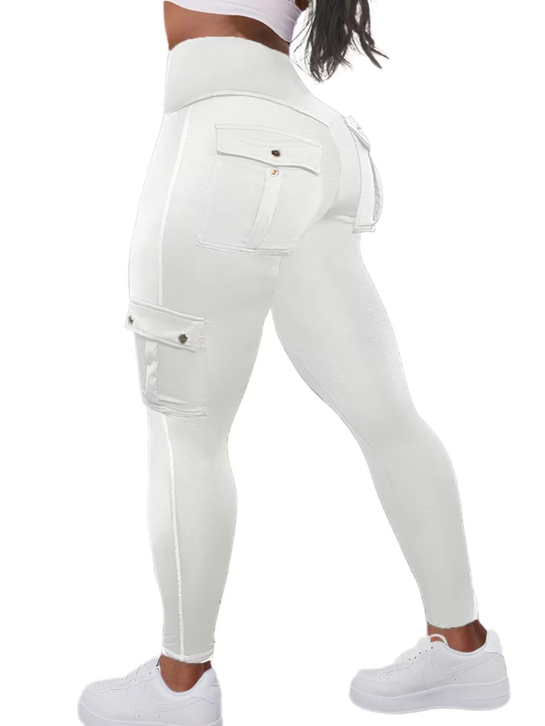 Leggings Flamingals Butt Lifting Workout Cargo White 4gg Para Mulheres