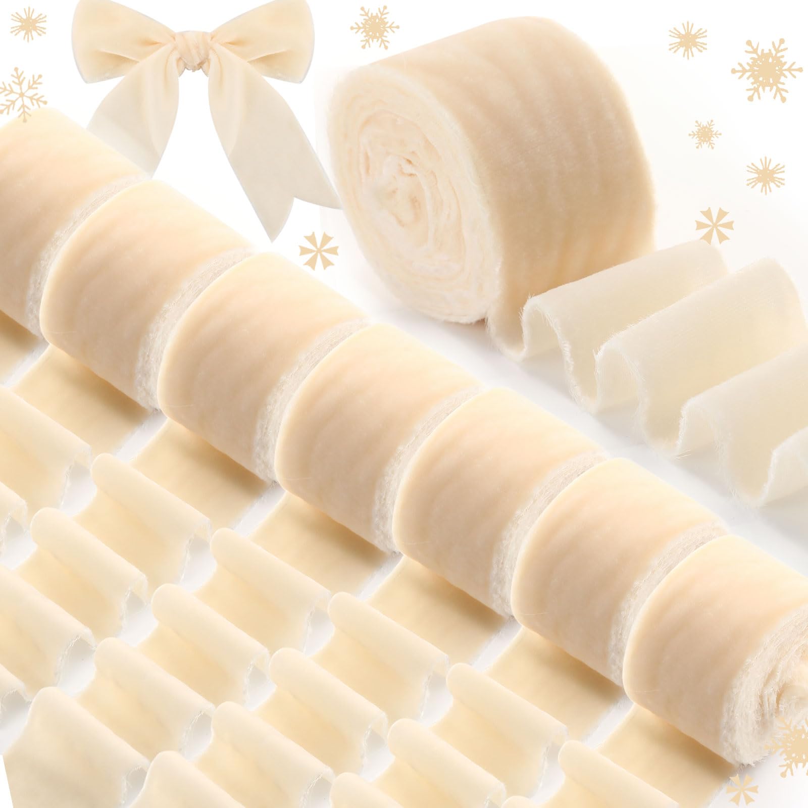 Fita De Embrulho De Veludo Yilloog 24m Ivory Para O Natal