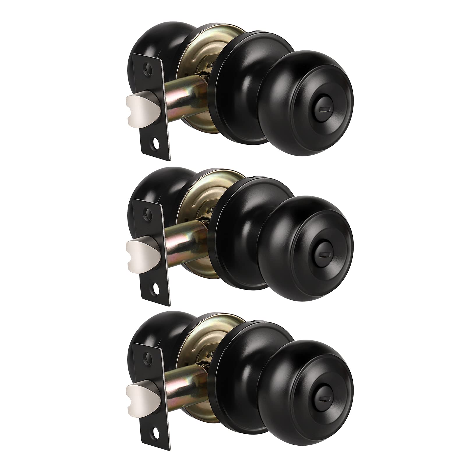 Knob Knobwell Keyless Privacy Matte Black, Pacote Com 3