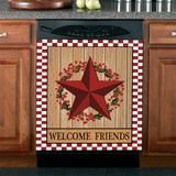 Adesivo Para Lava-louças Homet Red Prim Barn Star Wreath 58,5x66cm